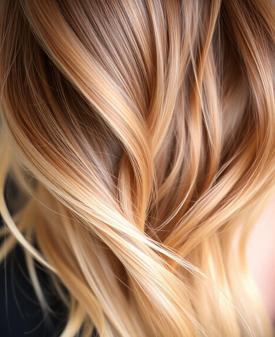 Warm honey balayage with dimensional highlights