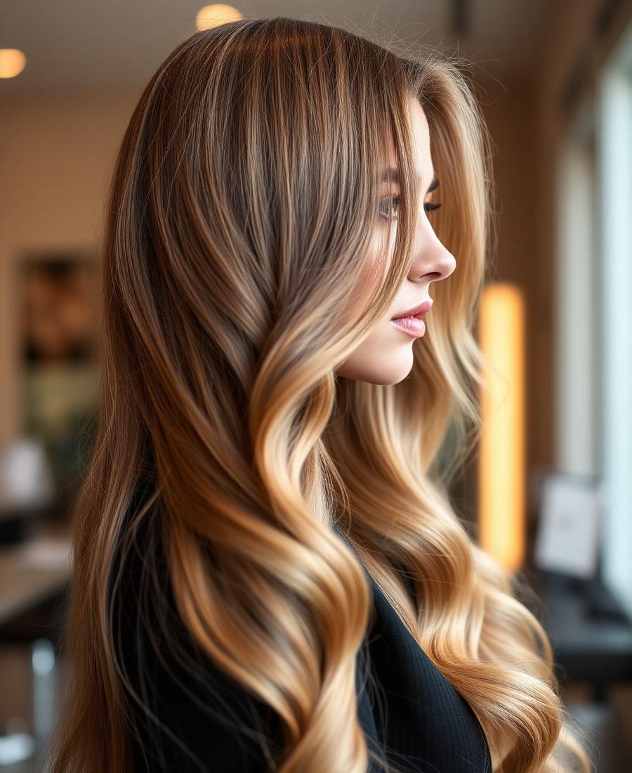 Long luxurious hair extensions with soft waves